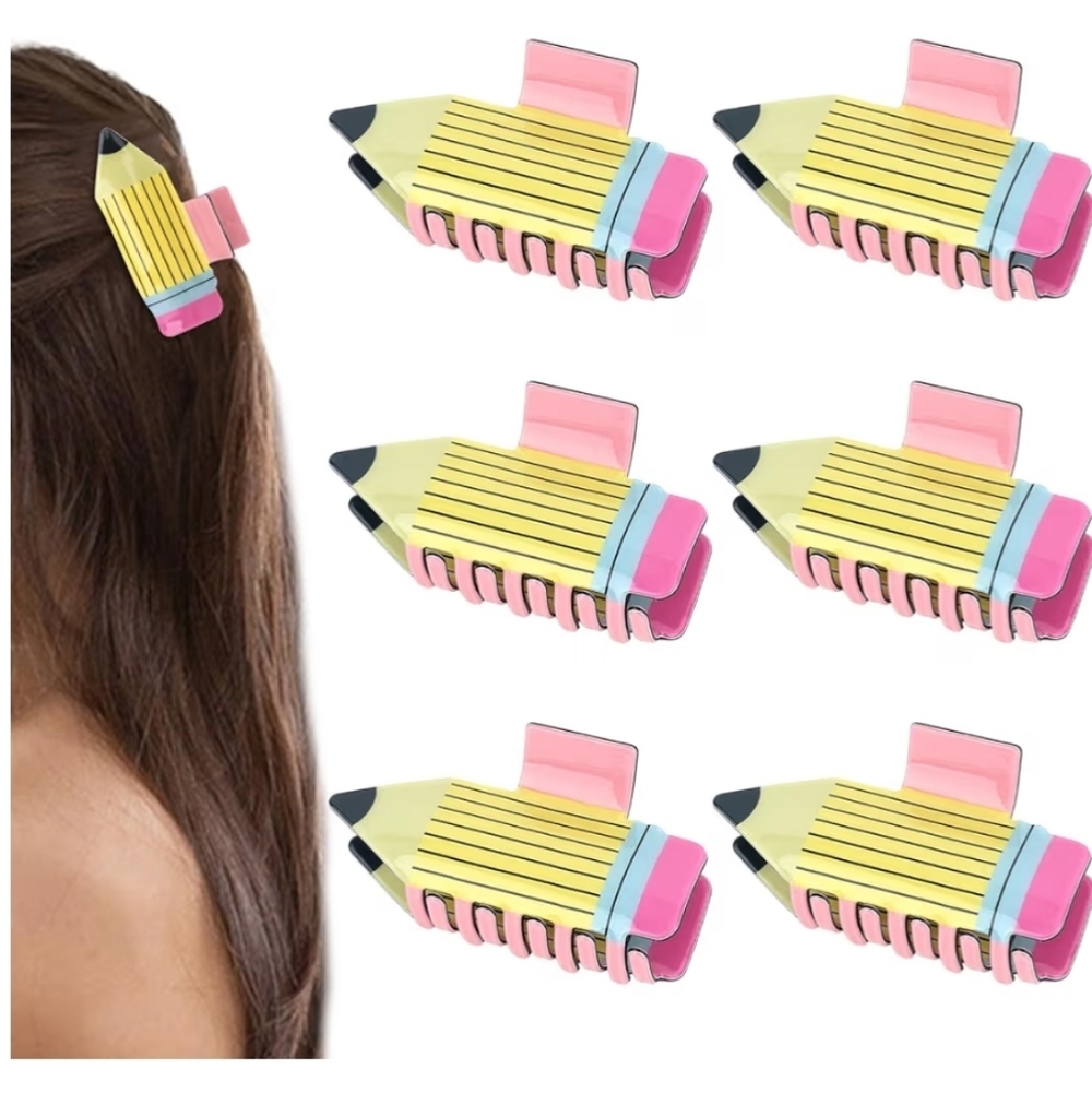 6 Pcs Pencil Claw Clips